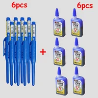 1-6Pcs 45mm Waterproof Long Head Nib Deep Hole Markers Pen Tile Carpenter Pen Multi-purpose for Woodworking Black/Blue/Red Ink 3