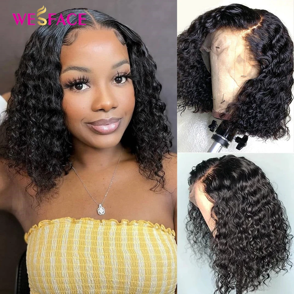 

Curly Bob Lace Front Human Hair Wigs With Baby Hair Indian Water Wave 4x4 Lace Closure Wigs Short Jerry Curly Bob Wigs For Women