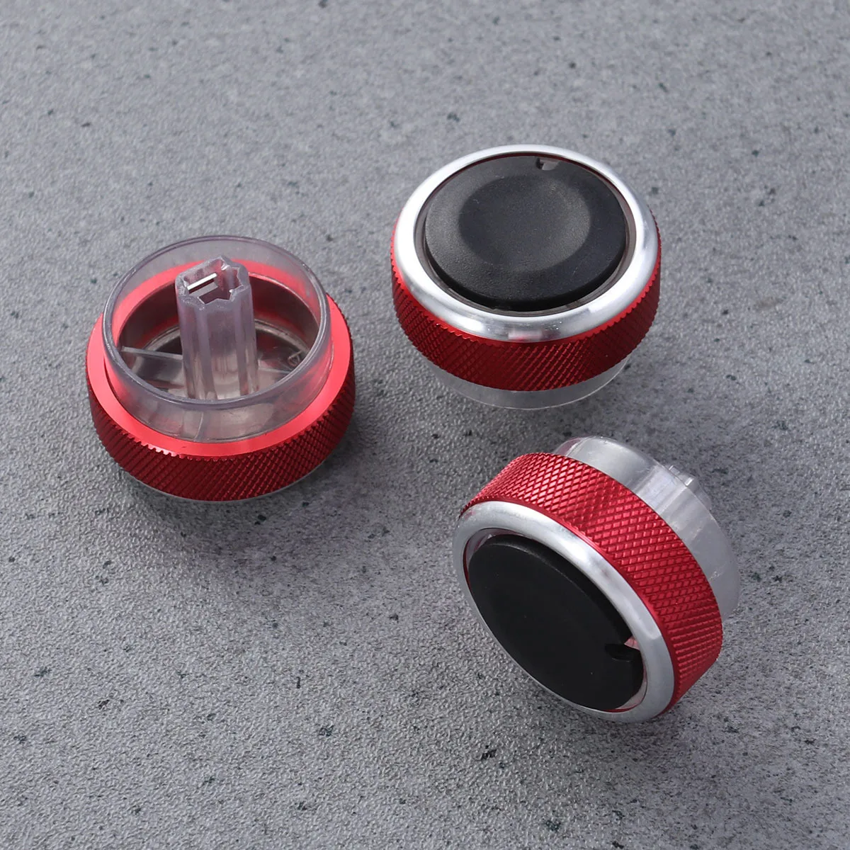 3 Piezas de Perillas de Control de Aire Acondicionado Rojas para Mondeo 2 3 2005-2014, Botón de Aleación para Aire Acondicionado, Interruptor de Luz Interior, Fácil Instalación