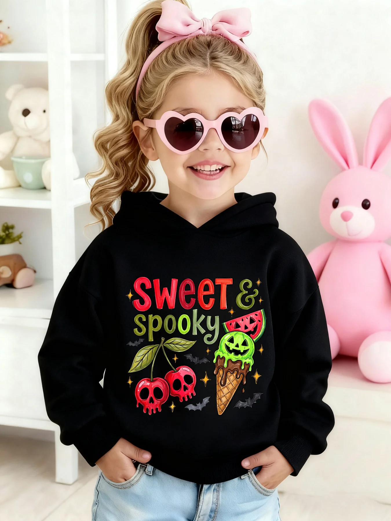 Halloween Autumn/Winter Fashion Cap Sweatshirt - Letter and Skull Cartoon Pattern Print Loose Casual Long-Sleeved Hooded Shirt