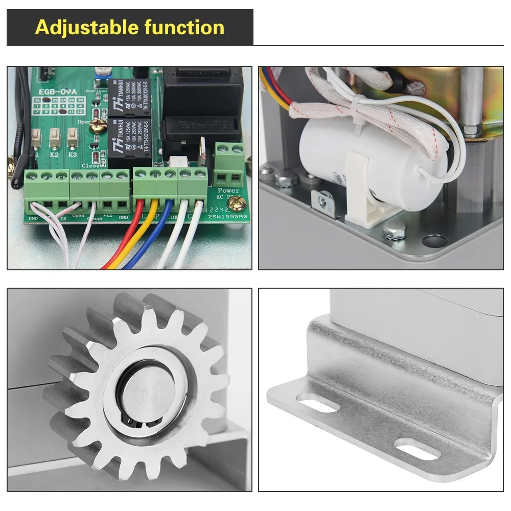 Electric Sliding Gate Opener Kit AC Motor Automatic Gate Door Operators Kit with 4m Steel Rack Infrared Sensor KITS Optional