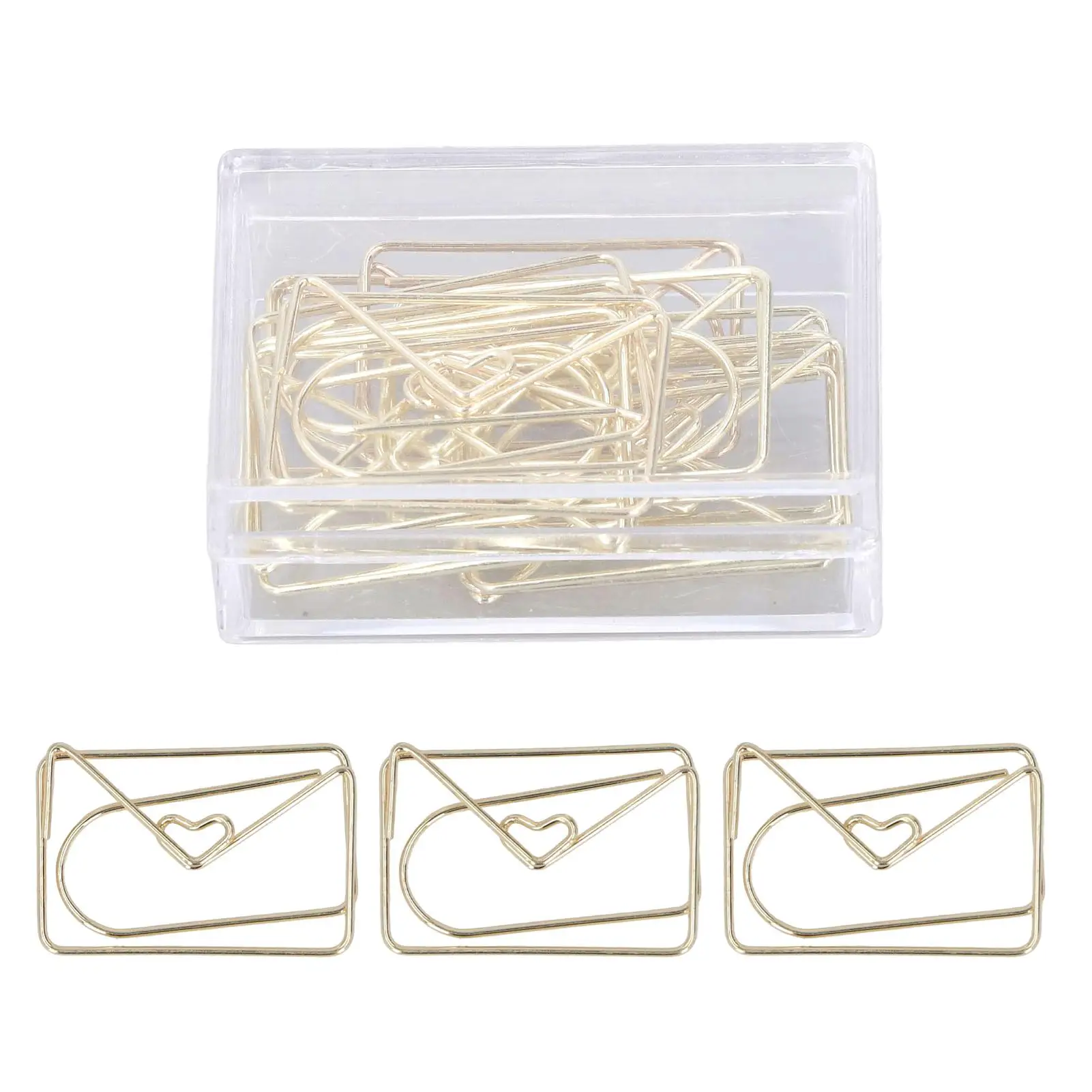 100pcs Metallic Clips Golden Electroplating Process Anti Rust Clips Non Skid with Storage Box for workers Envelope