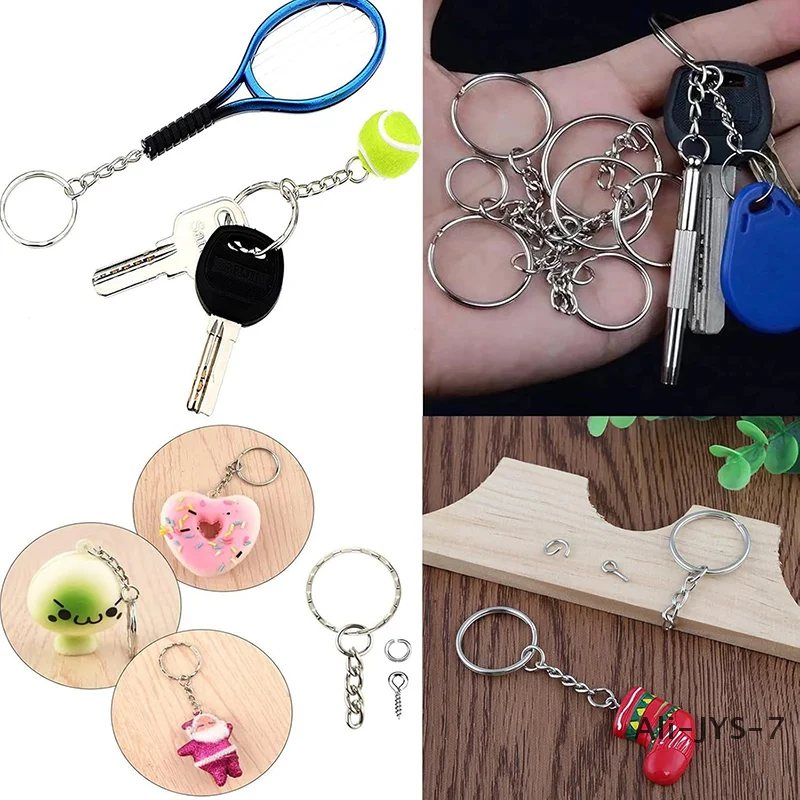 

50/100PCS DIY Jewelry Split Key Ring With Chain Jump Rings Silver Color Metal Parts With Open Jump Ring And Connector
