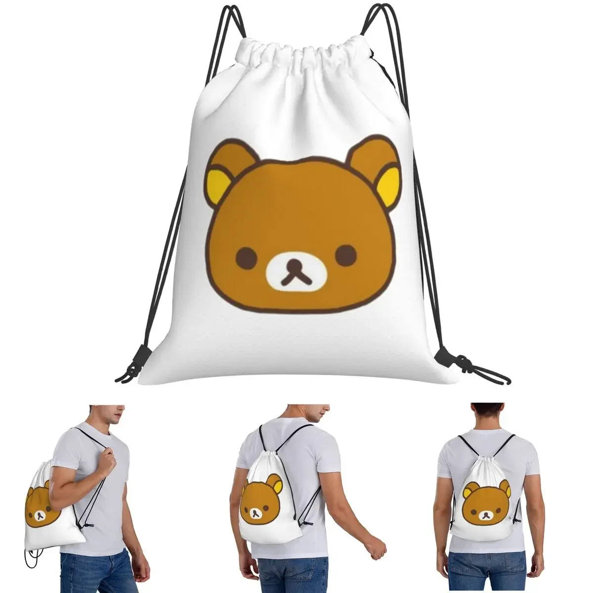 

Рюкзаки Rilakkuma Sakura, модные портативные сумки на шнурке, сумка для мелочей, сумки для книг для мужчин и женщин, школьные