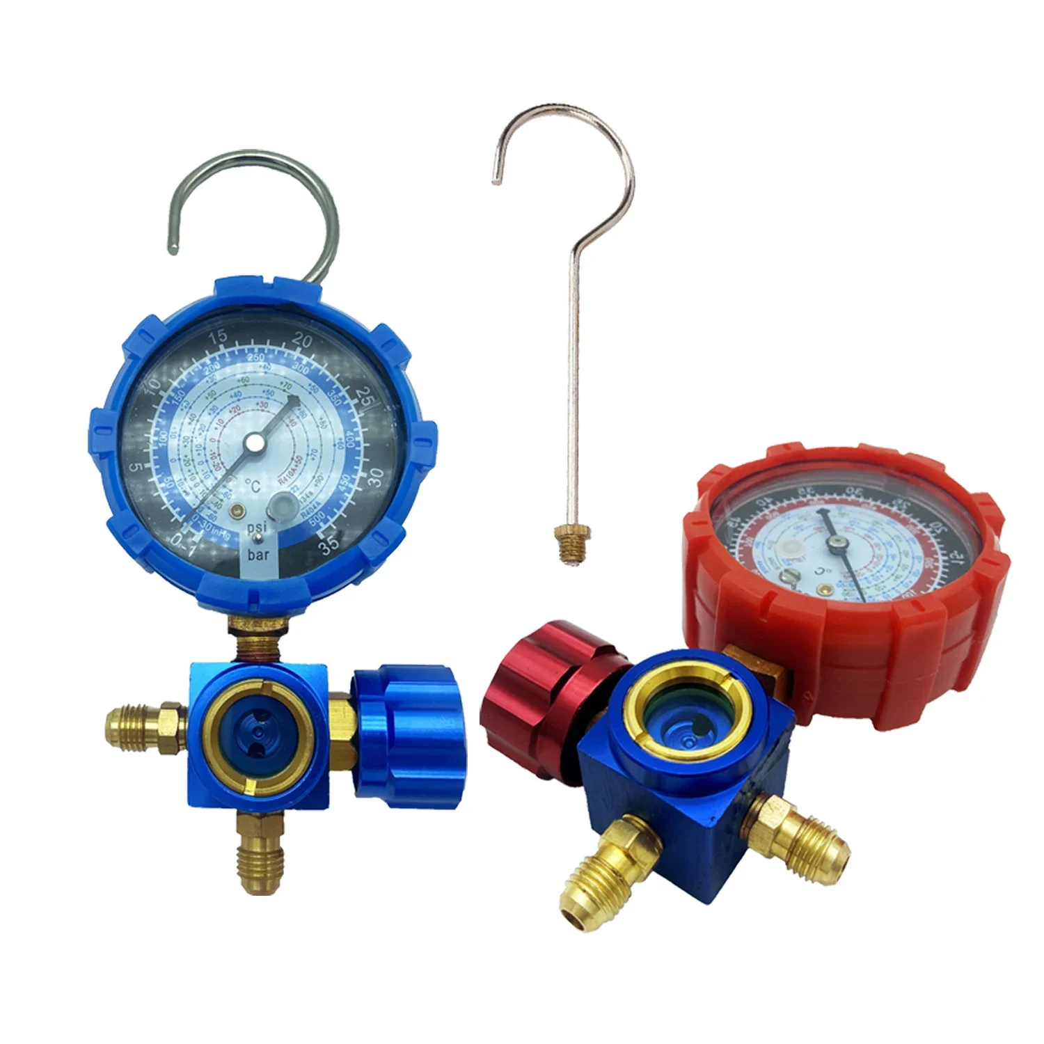 Medidor coletor de refrigerante, 500/800psi, r134a/r410//r22/r404a, manômetro de liga, válvulas, medidor de pressão, ferramenta de carregamento de refrigerante