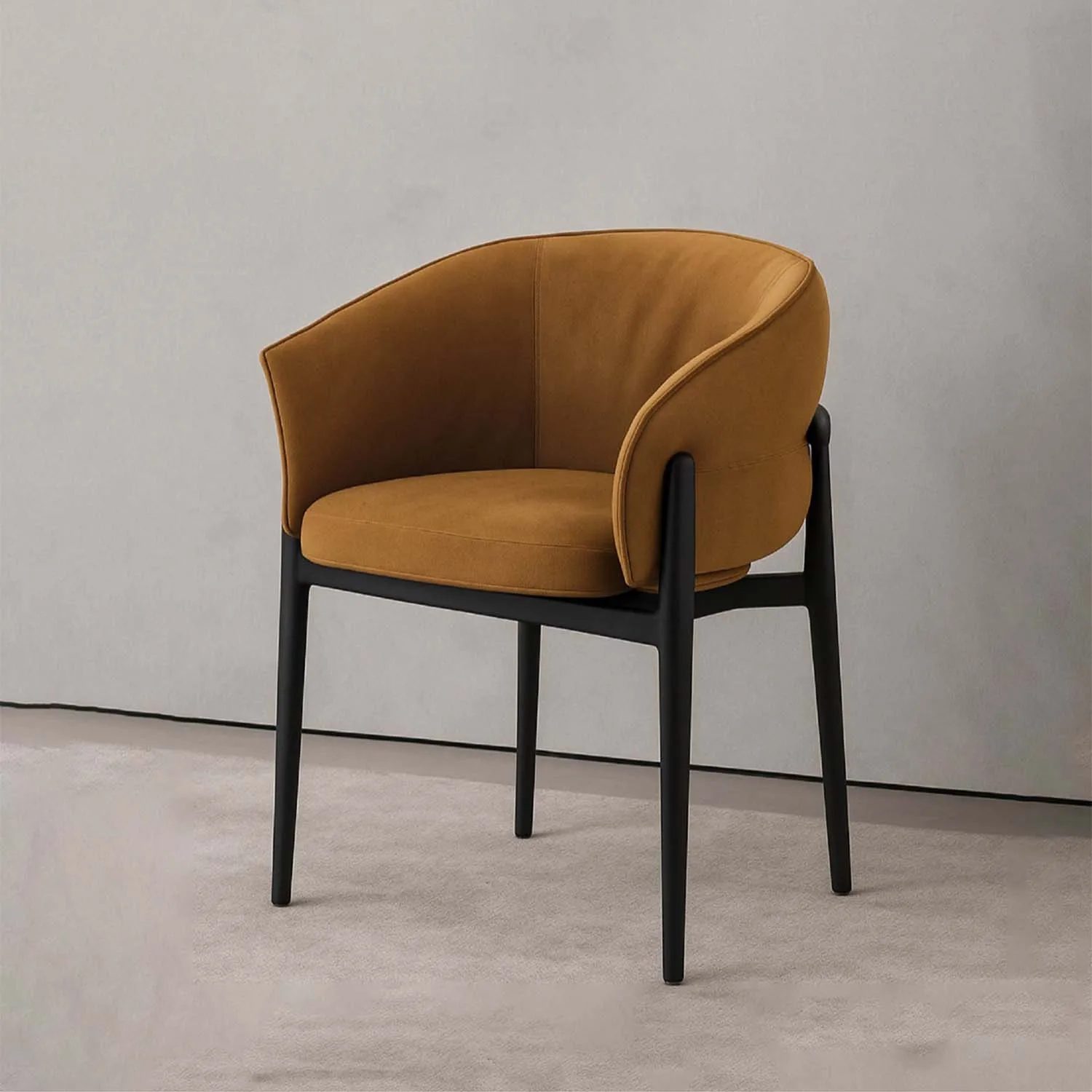 Italian Minimalist Dining Chair Solid Ash Wood Microfiber Upholstery Frosted Backrest Armchair for Home Tea Room Library Use