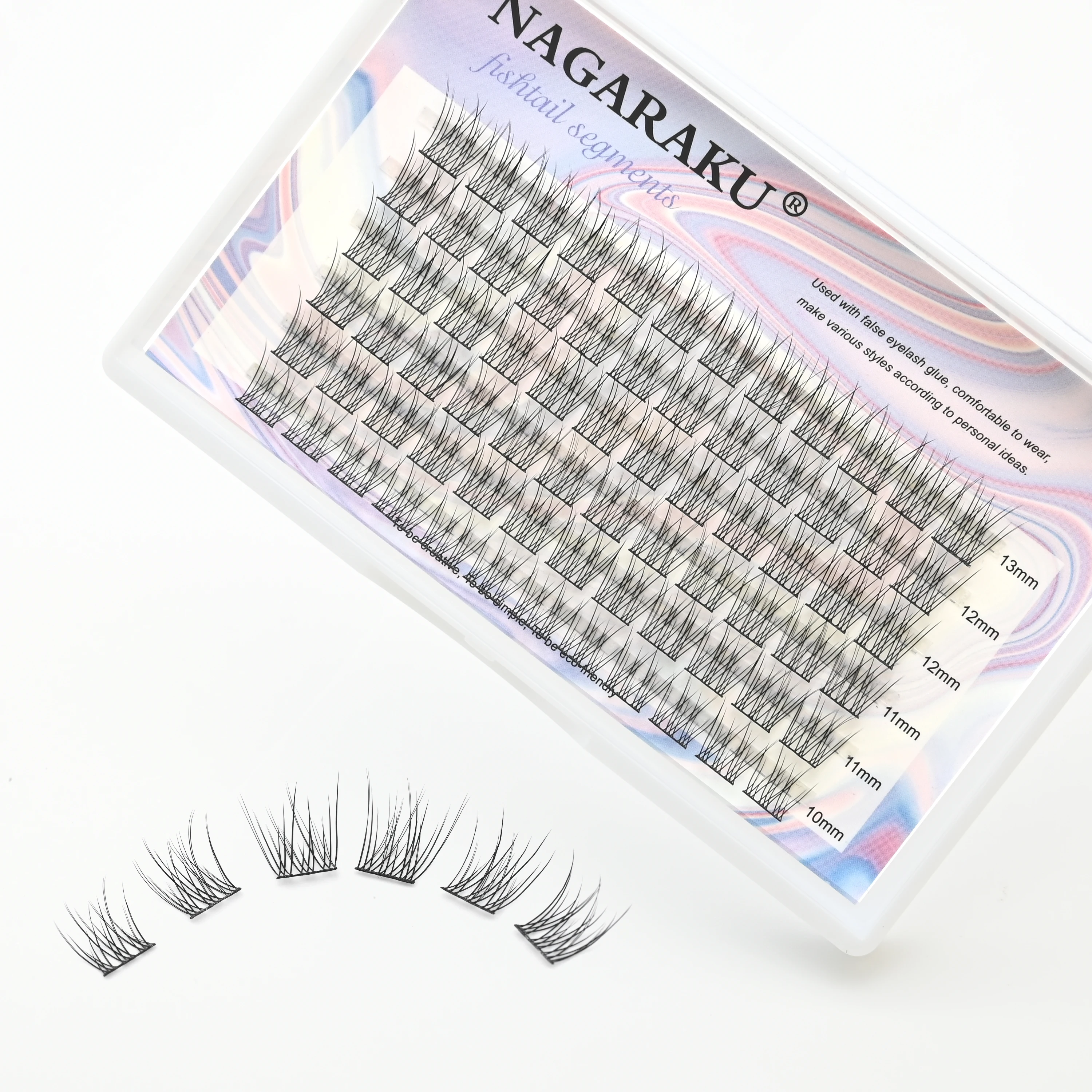 NAGARAKU False Eyelashes Triple FishTail Lashes Bonded Cluster Lashes Makeup Individual Self Grafting Eyelash Extension Manga