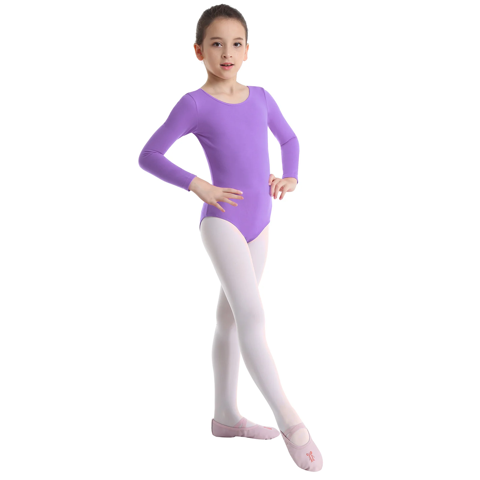 Toddler Girls Gymnastics Leotard Long Sleeve Ballet Dancer Leotard Dress Dance Wear Bodysuits Cotton Bodysuit for Dancing