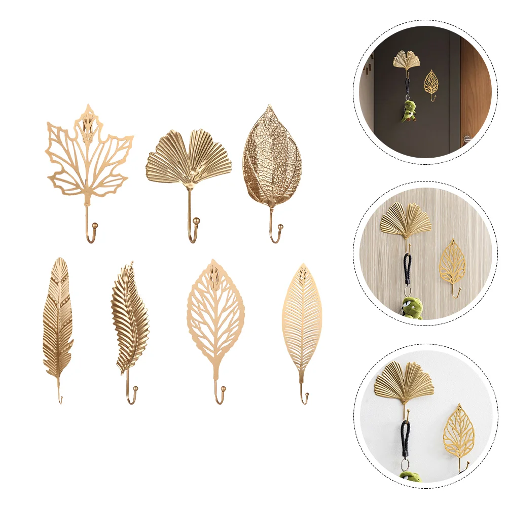 

7 Pcs Country Decor Nordic Clothes Hook Decorate Coat Multi-function Wall Clothing Organizer Golden