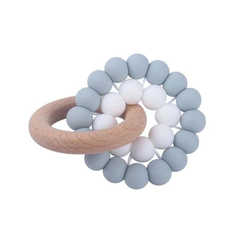 Anneau dentition en bois pour bébé, Bracelet en perles Silicone qualité alimentaire, hochet molaire, sucette 15UB