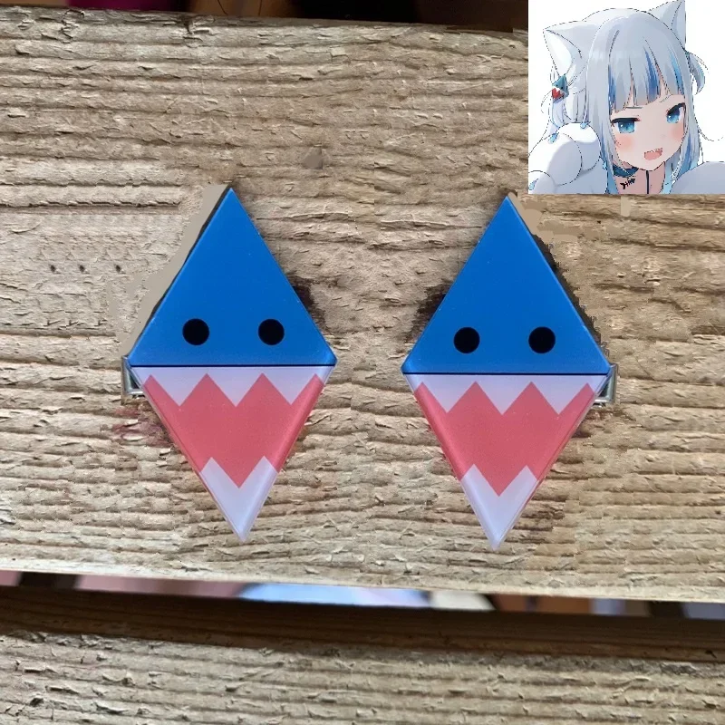 1 pair Anime Hololive Gawr Gura Shark Hairpin Hair Pin Cute Cosplay Prop