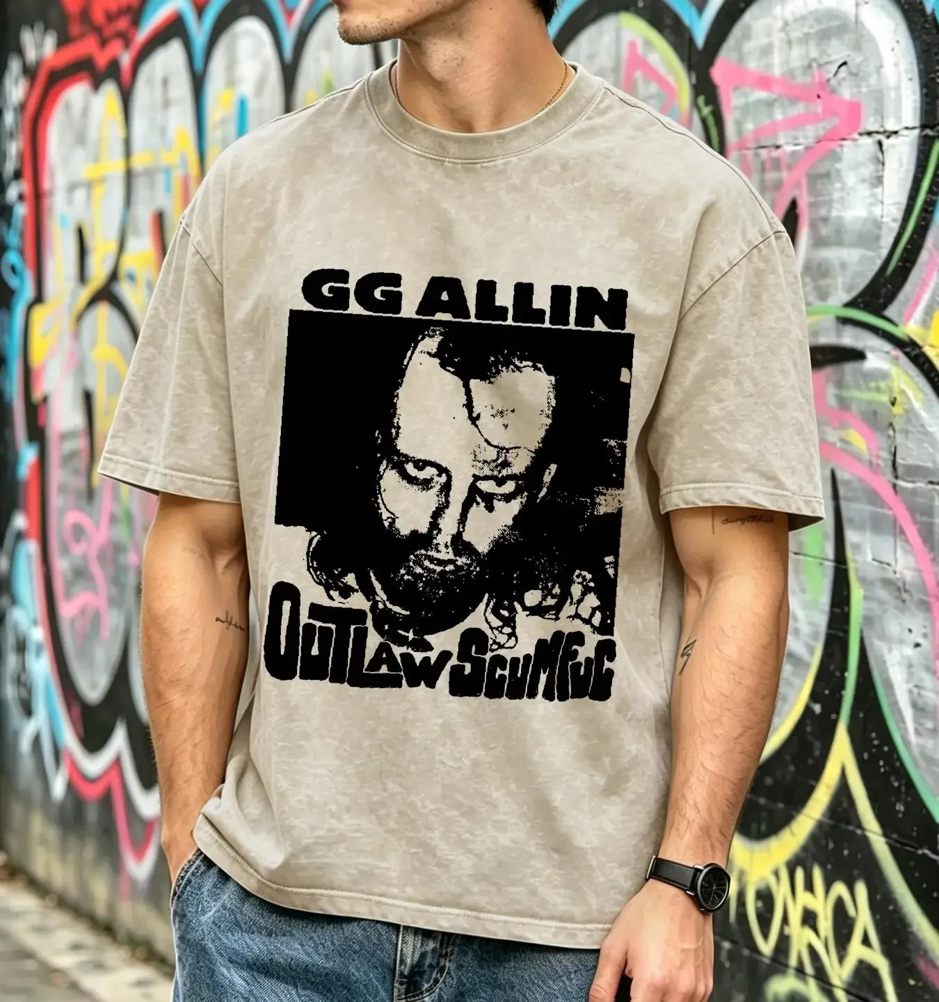 washed T Shirt Vintage 1991 GG ALLIN Outlaw Scumfuc Tour XL ANTiSEEN Murder Junkies 90s long or short sleeves vintage Washed