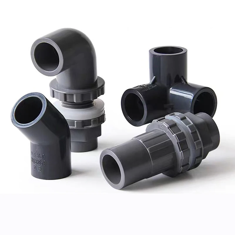 موصل ري للحدائق من كلوريد البولي فينيل الرمادي الداكن ، مفصل اتحاد مباشر ، وصلات الغطاء النهائي للصرف في خزان حوض السمك ، 16 المحملة الكوع