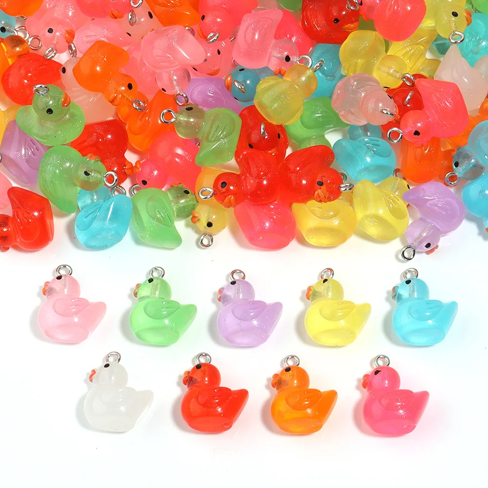 10pcs/lot Kawaii Yellow Duck Charms For Jewelry Making Supplies Resin Material Wholesale DIY Keychain Earring Charm Pendant