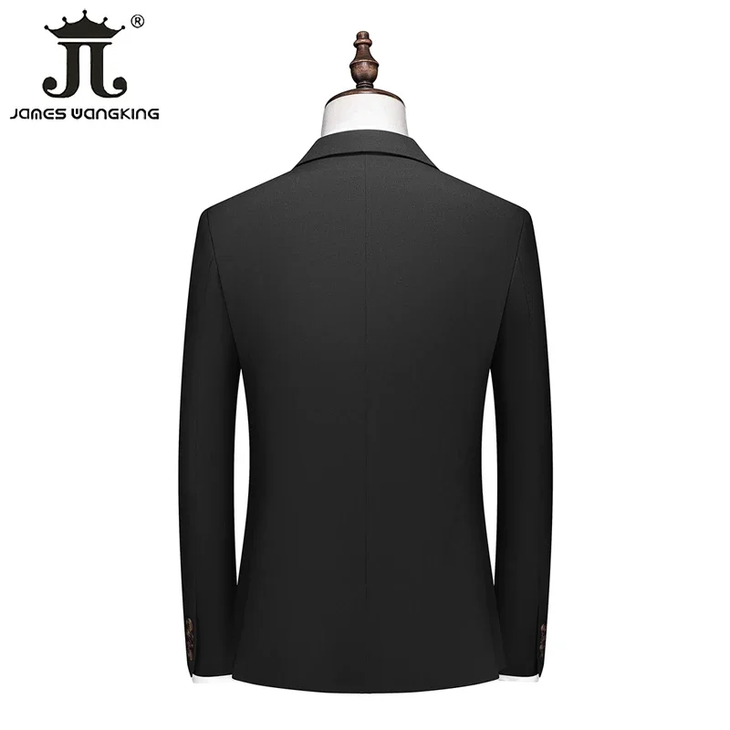 High -end Brand Men\'s Fashion Solid Color Men\'s Casual Business Suit Two -piece Set Groom Wedding Dress Double -breasted Suit