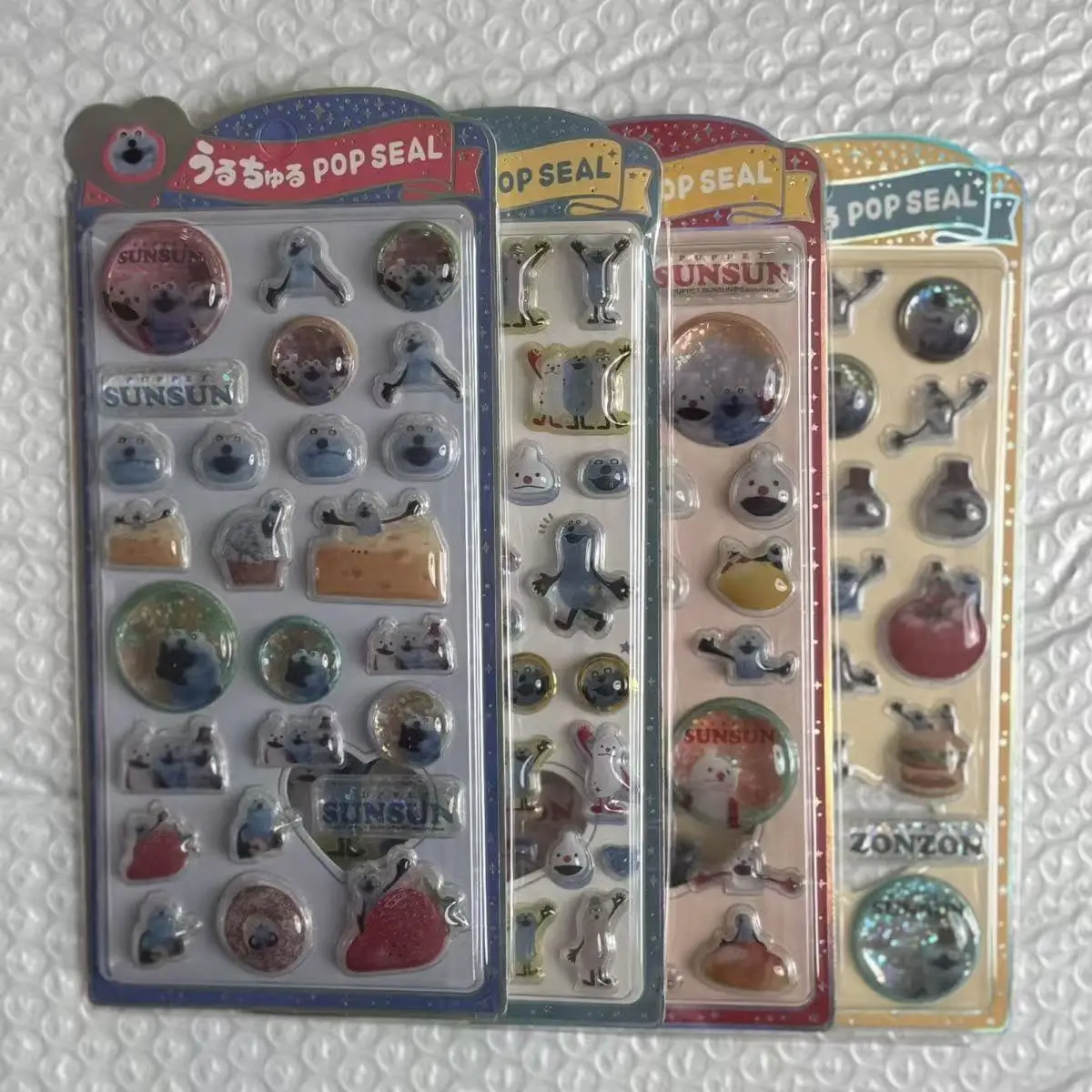 

4pcs Cartoon Retro Food Style 3D Relief Jelly Transparent Sticker Creativity Handmade Notebook Interesting Decoration Toy