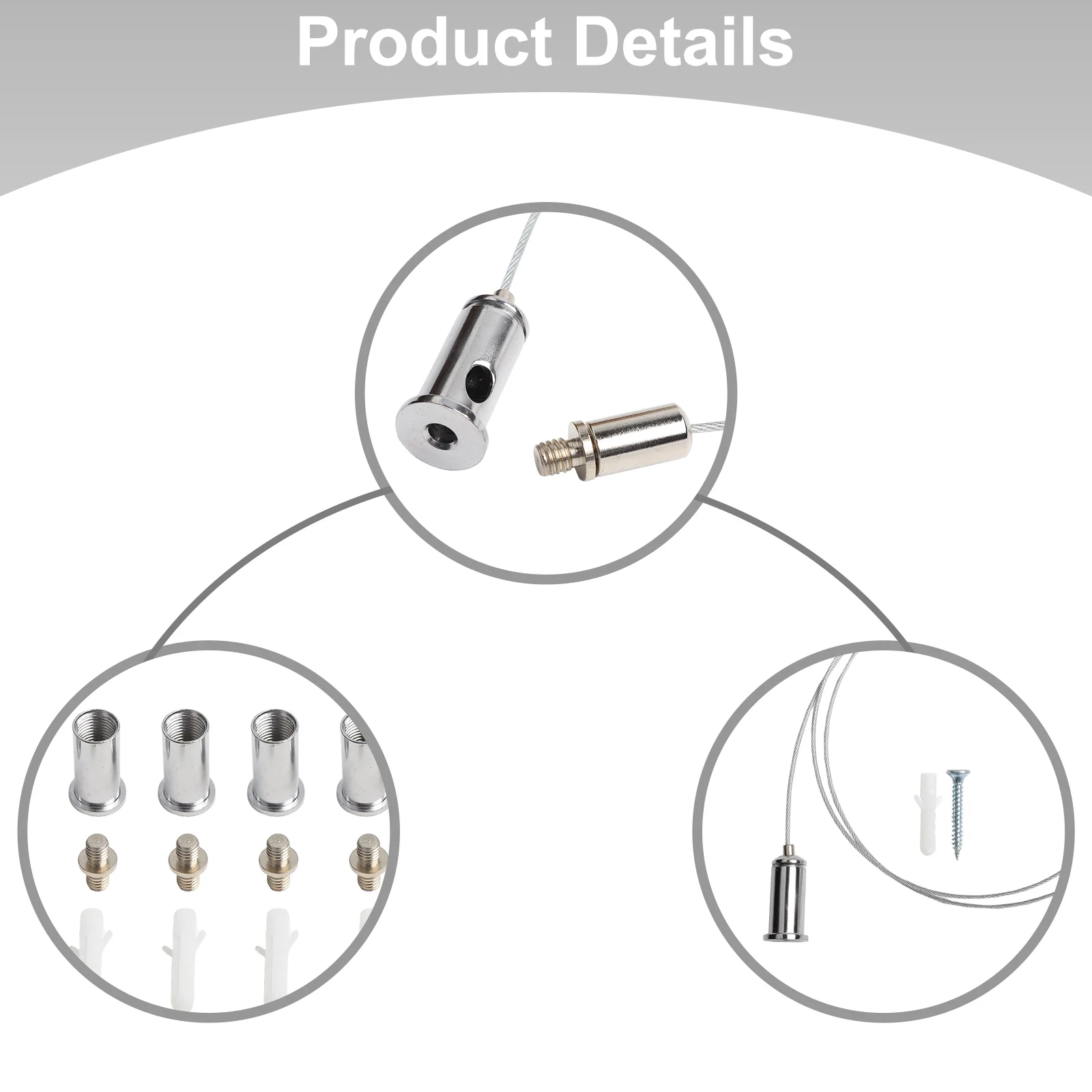 Ceiling Accessory Infrared Heater Accessory 1M Steel Cable Mount Included Screws And Pins Adjustable Length Hanging Accessory