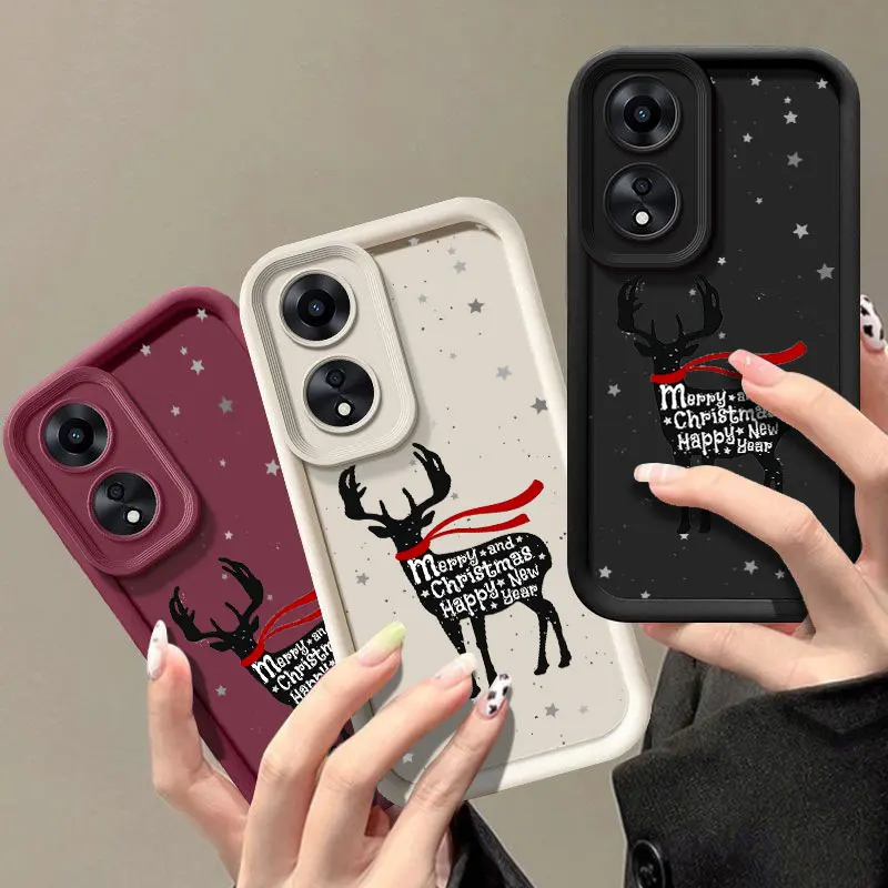 Christmas Fashine Case For OPPO A3X A17 A38 A54 A55 A57 A58 A60 A73 A74 A76 A78 A94 A98 5G Shockproof Soft Cover Coque Shell