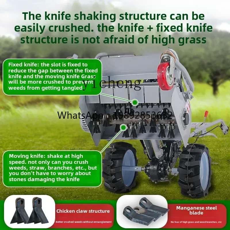 TQH diesel self-propelled grass returning machine Zongshen  straw crusher small agricultural orchard lawn mower