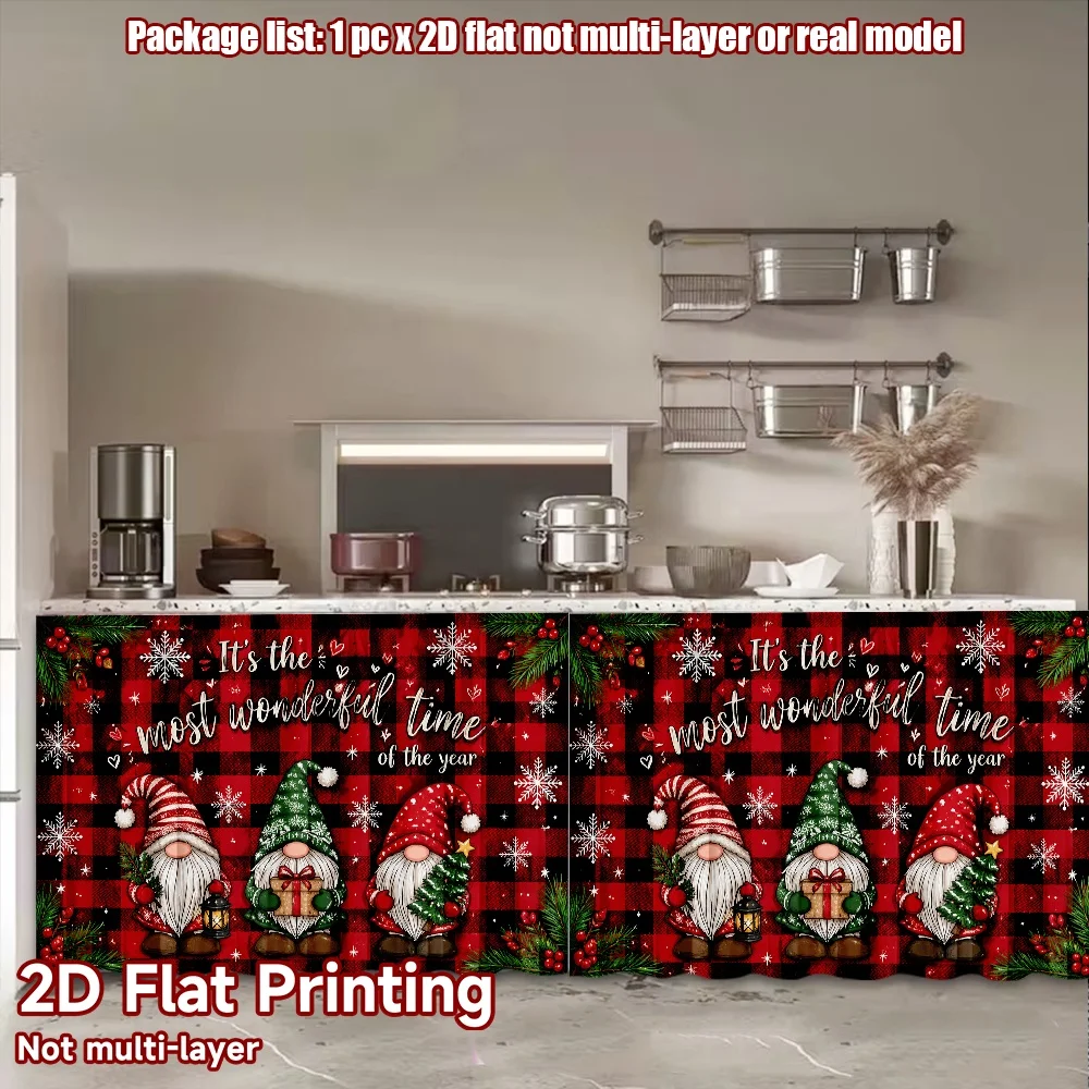 2D flat 1pc Modern minimalist shelf curtains GnomeFestiveJoy Digital printing Romantic curtains that create a romantic ambiance;