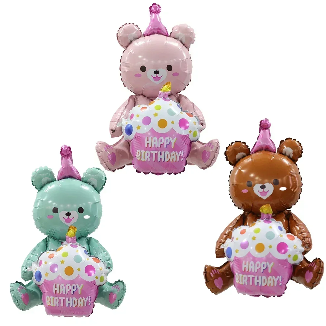 Ins 4d rosa Bär umarmt Kuchen folie Ballon Mädchen Baby alles Gute zum Geburtstag Party begünstigt Geschenk für Kinder Foto Requisiten Festival Geschenke