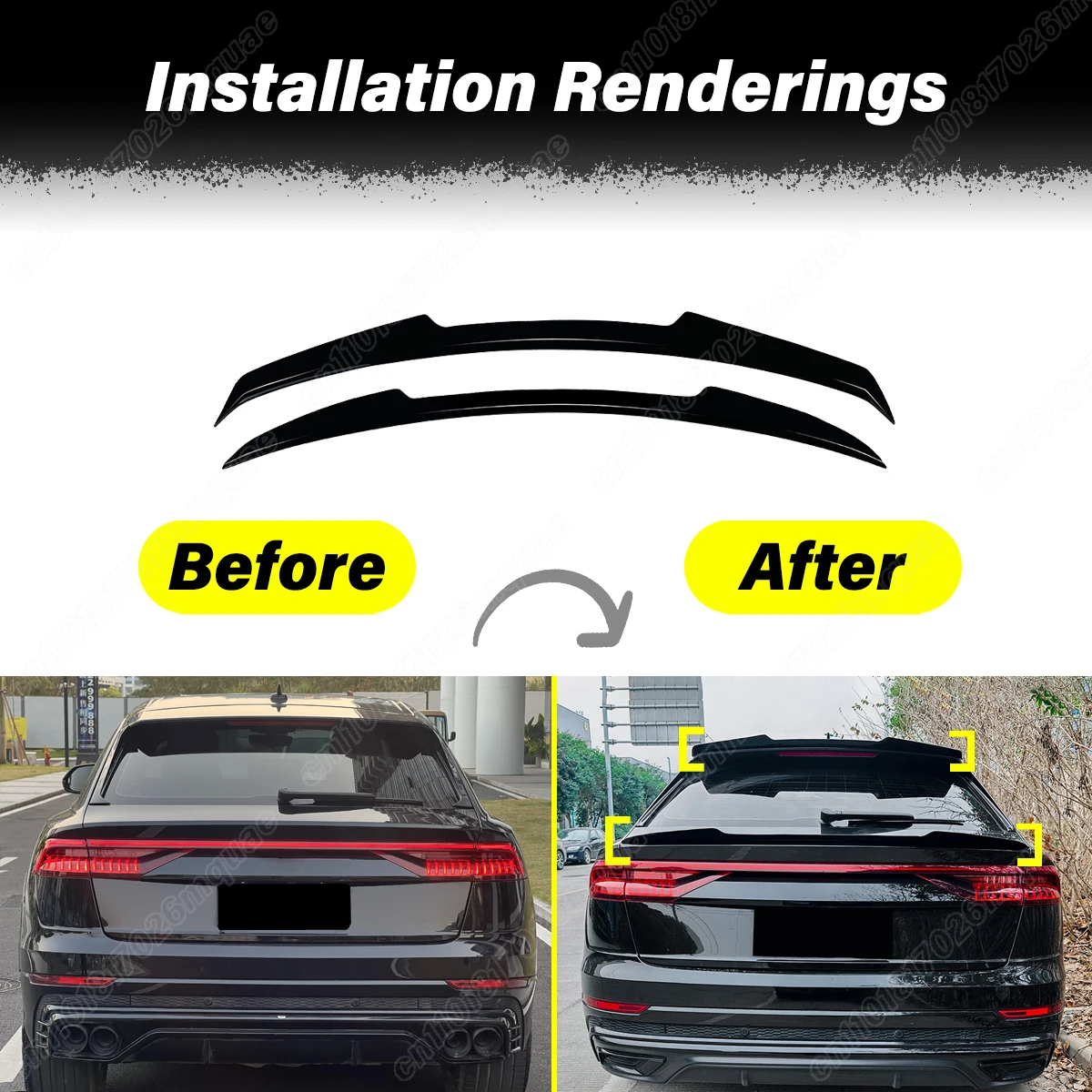 For Audi Q8 SQ8 2019 2020 2021 2022 2023 2024 2025 Automobile Rear Roof/Trunk Spoiler Board Fixed Wing Decoration Accessories