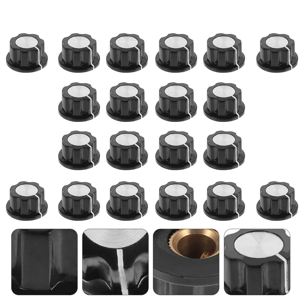 20 Pcs Potentiometer Knob Cap Control Knobs Adjustable Rotate Button Insert Shaft Volume