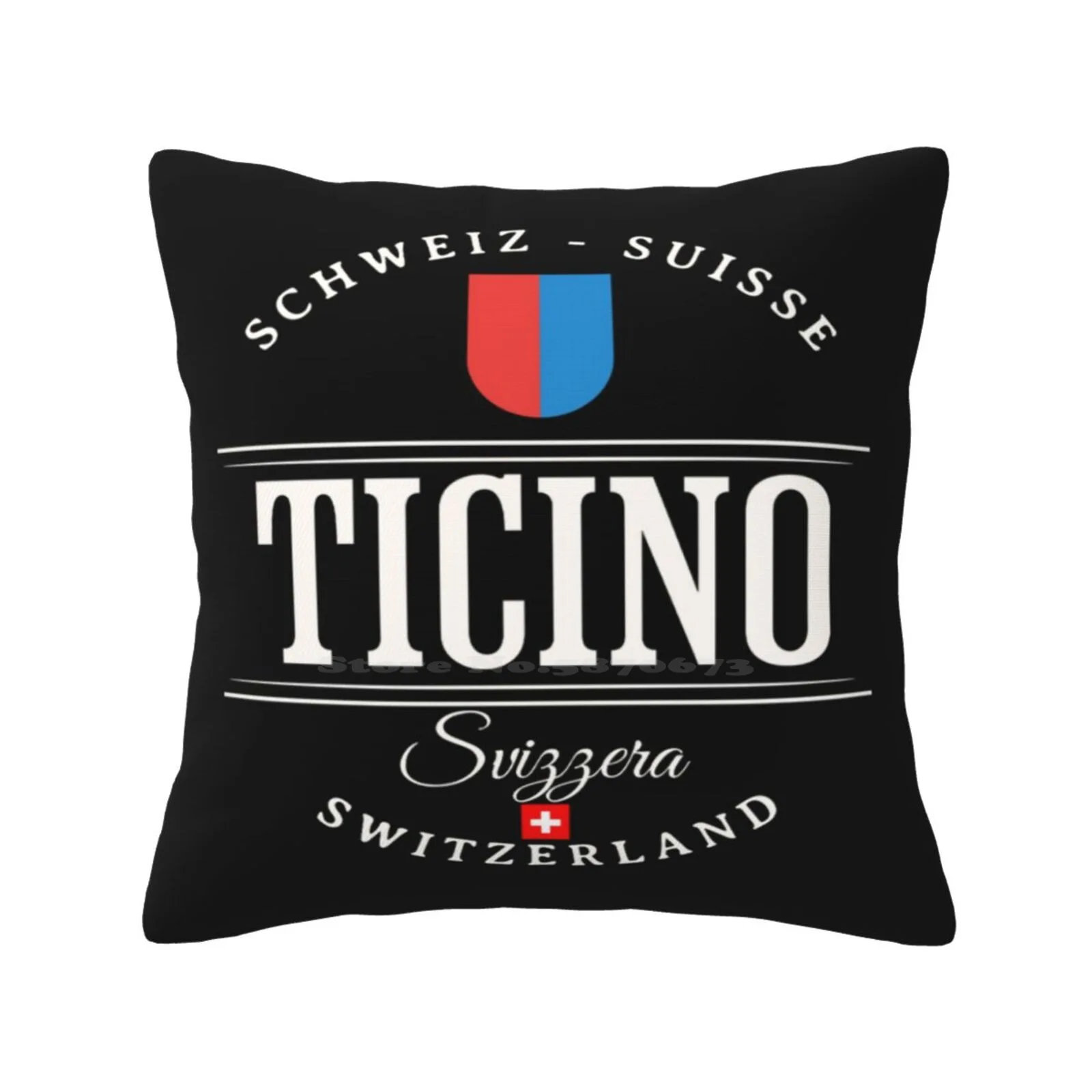 Ticino-Schweiz-Suisse-Svizzera-Switzerland With Coat Of Arms & Swiss Flag Pillow Cover Hug Pillowcase Switzerland Lugano Ticino