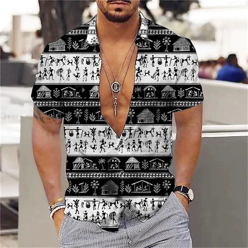 

Personalized Fashion Pattern Printed Top Men's Short sleeved 2024 Summer New Character Cardigan Daily T-shirt MB1