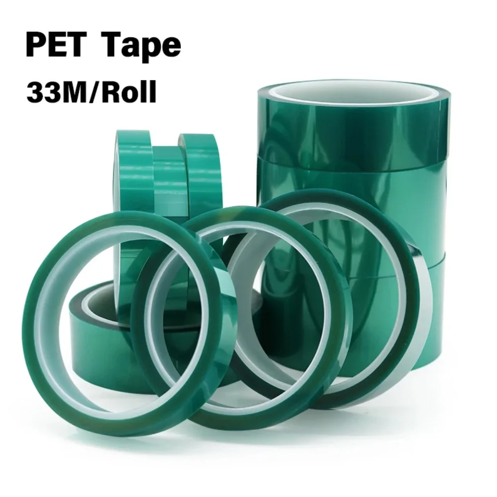 3 Rolls Green Tape Tear Resistant Smooth PET Film PCB Welding Spray Painting Shielding Application Anti Static Tape
