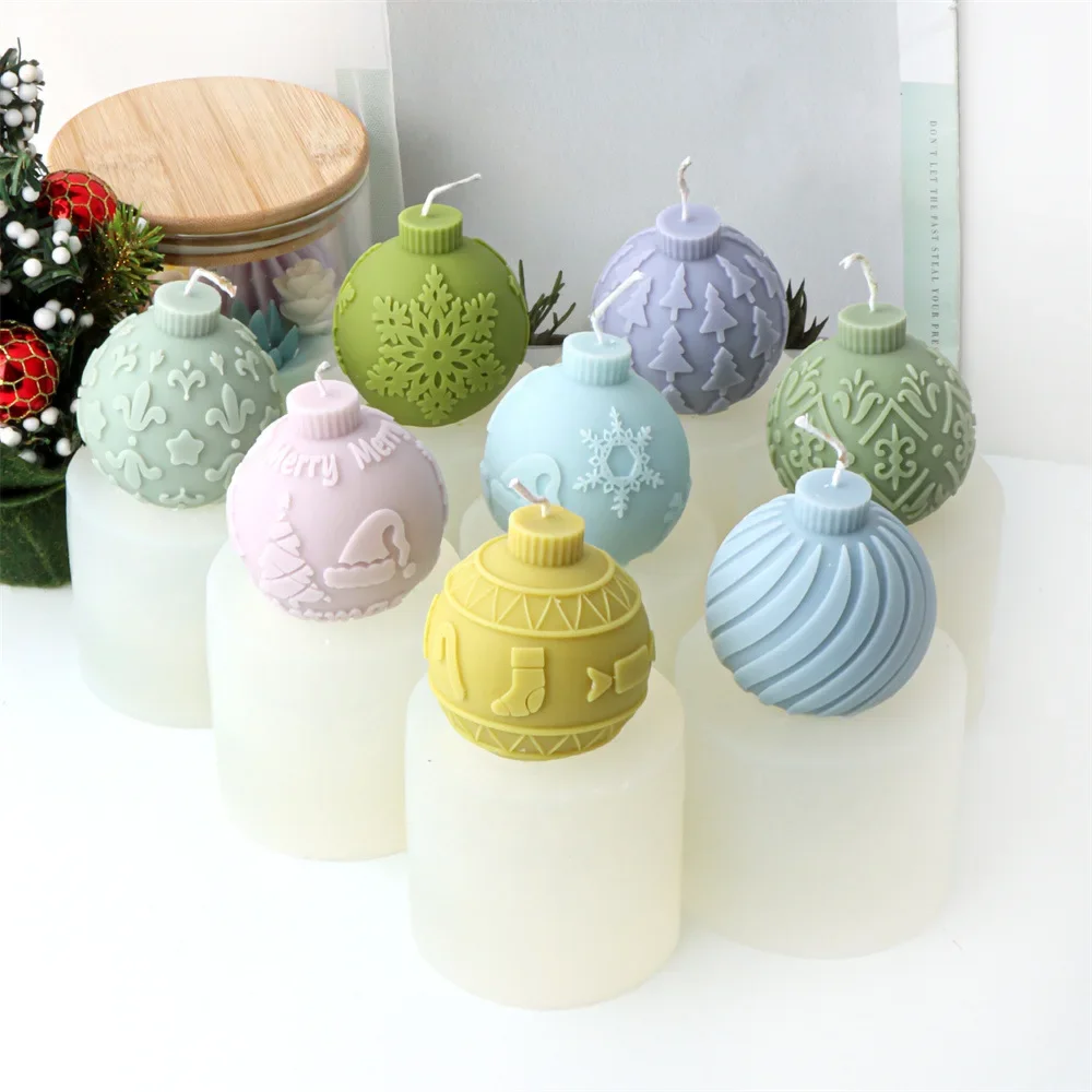 2024 copo de nieve bola de Navidad vela molde de silicona campana decoración navideña bola vela pastel moldes árbol de Navidad bola molde de yeso