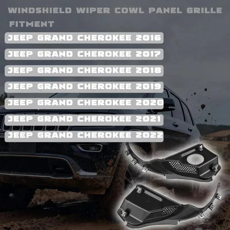 Left Right Windshield Wiper Cowl Grille Vent Cover Panel Hood Assembly For Jeep Grand Cherokee 2016-2022 55112951AC 55112952AC