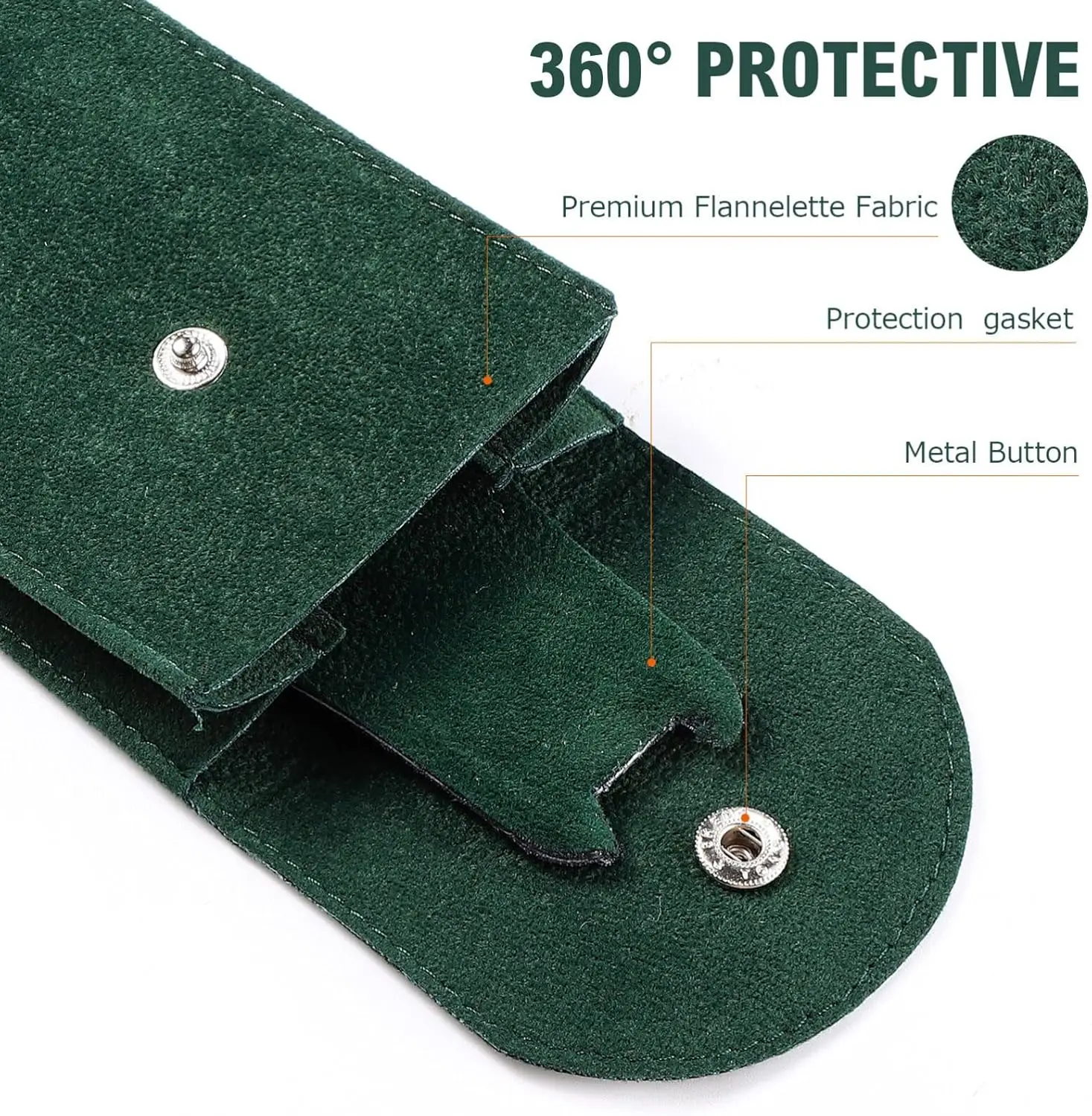2 Pcs Watch Travel Case - Green Flannelette Fabric Watch Storage Pouch Bag