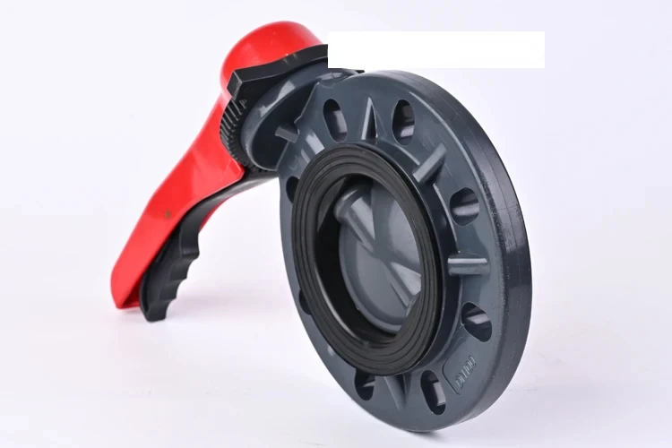 

UPVC handle butterfly valve PN16 clamp type flange valve PVC pipe manual quick installation FPM sealing ring American standard