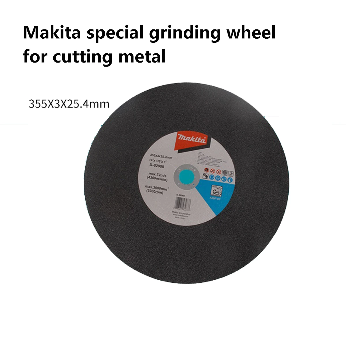 original Makita 14 inch Grinding Wheel Special Grinding Wheel for Cutting Metal 355 x3x25.4mm max.72m/s 4300m/min Grinding Wheel