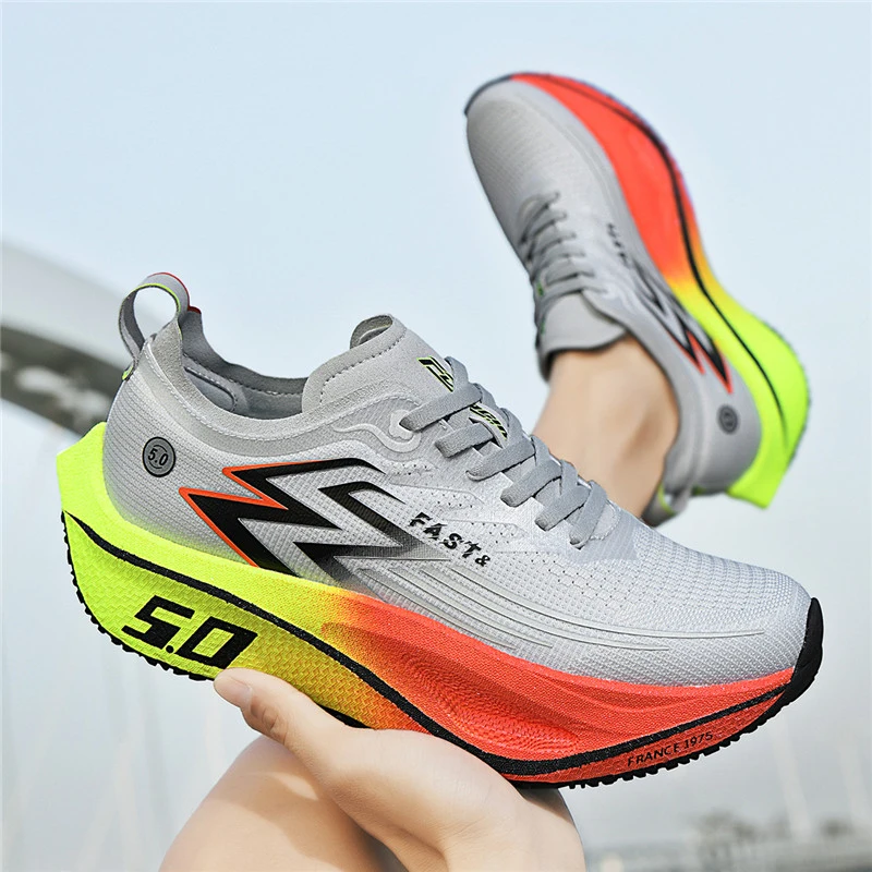 

Дышащие тканевые кроссовки для бега с карбоновой пластиной, амортизацией, функцией отскока, легкие, противоскользящие, износостойкие, мужские, профессиональные.