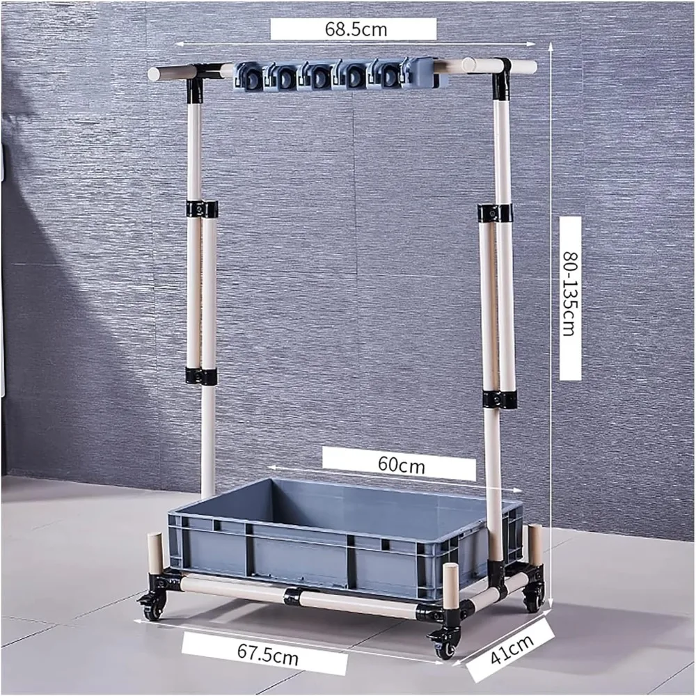 Porta scopa da pavimento per riporre gli strumenti di pulizia in varie impostazioni