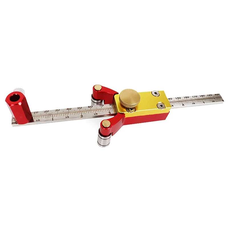 

Woodworking Scribing Straight Line Arc Scribing Ruler Aluminum Alloy Precision Parallel Scribing Gauge Measuring Tool Red