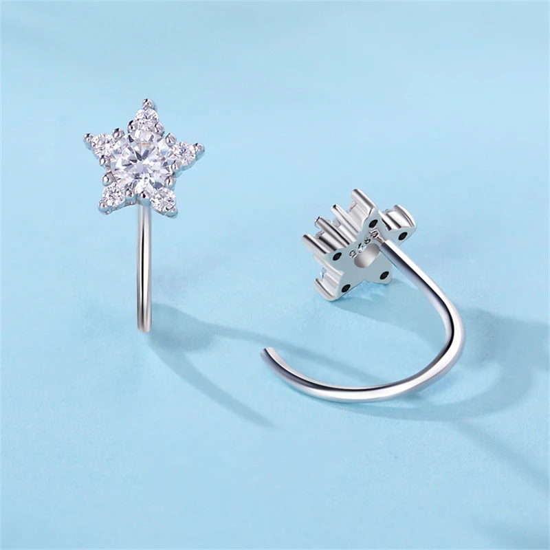 100% Real 925 Sterling Silver Earrings For Women Shining star Double Ear Stud Silver Collection Luxury Women Earrings Gifts