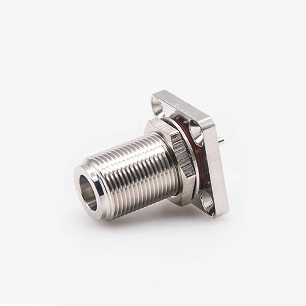 N Waterproof Connector Female Bulkhead 4 Hole Flange Straight Solder Cable