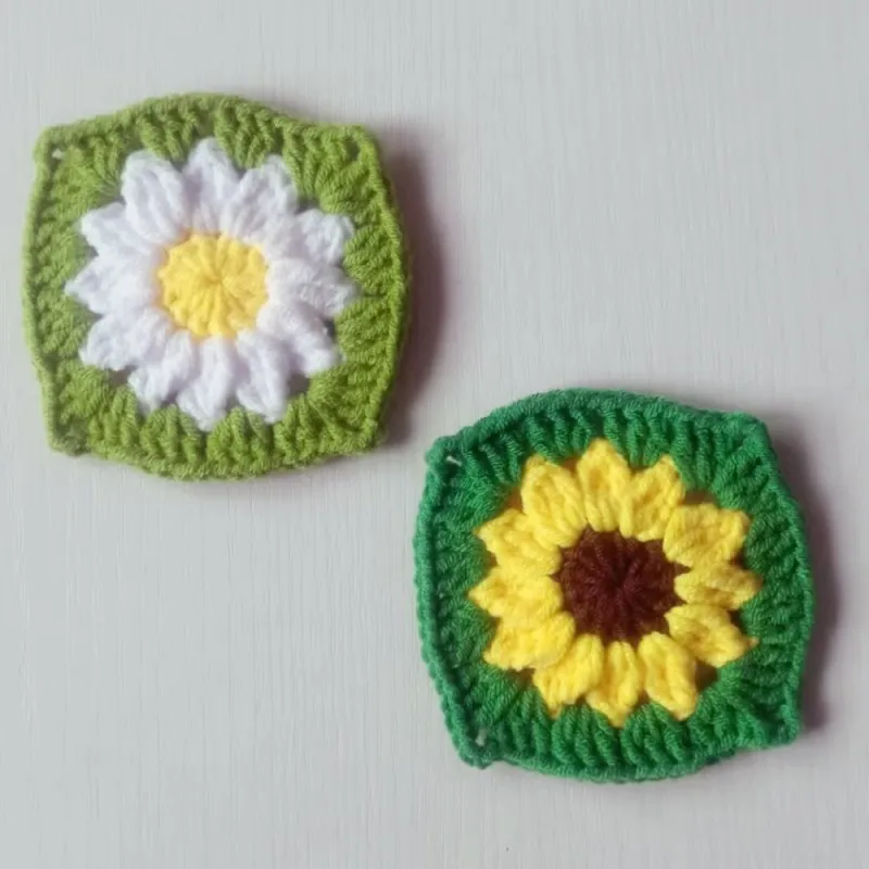 8cm Crochet Daisy Sunflower Coasters Cup Pad Granny Square DIY Creation For Sewing Clothes Hat Bag Dec Blankets Bags Patch