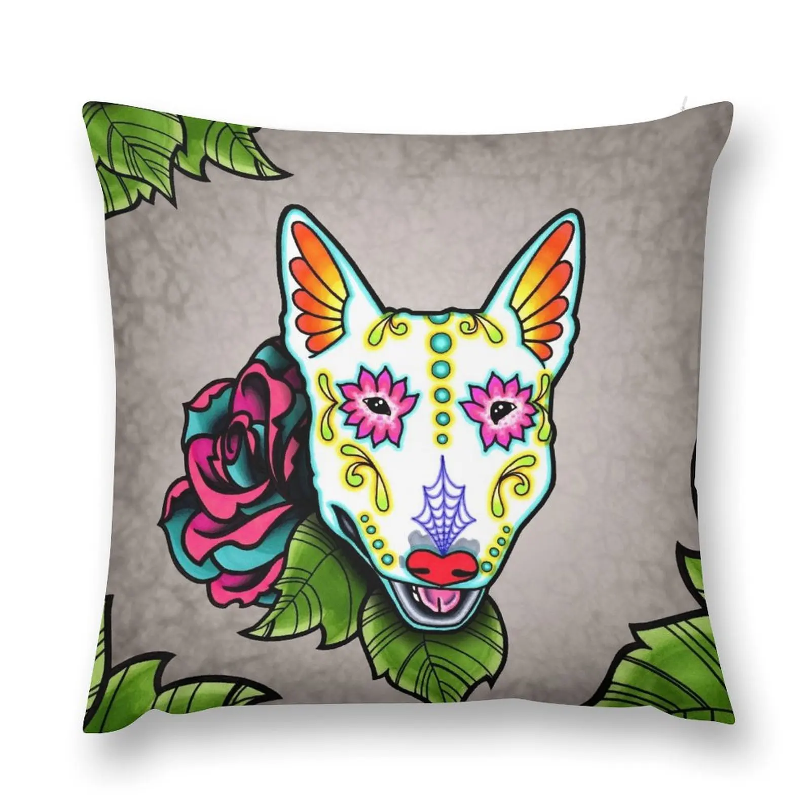 

Bull Terrier - Day of the Dead Sugar Skull Dog Throw Pillow christmas decorations 2025 Throw Pillow Custom Cushion pillow