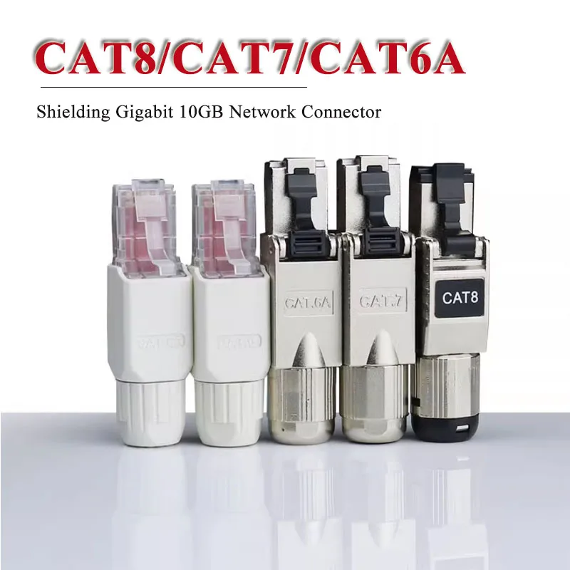 Industrial Grade CAT6A RJ45 Crystal Head for Network Cable Pressure-free CAT5E CAT7 Shielding Gigabit 10GB Network Connector