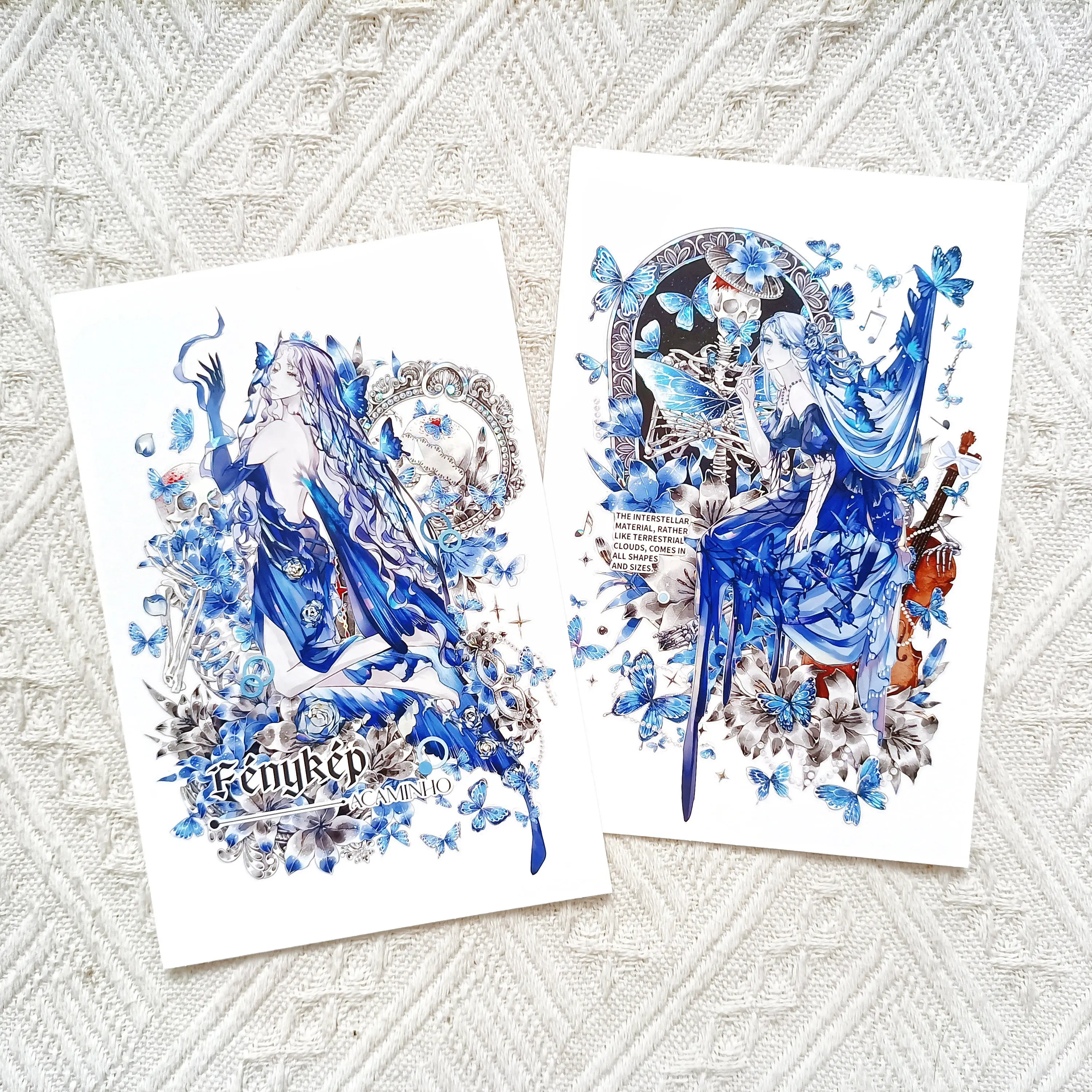 BOBO Fish Blue Butterfly Dark Shell Shiny Washi PET Tape for Journal DIY Scrapbooking Decorative Sticker