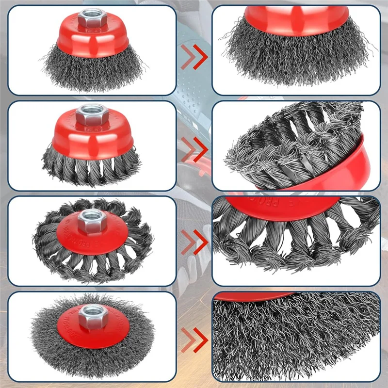 AF90-10 pezzi ruota metallica per smerigliatrice angolare da 4 1/2 set di tazze per spazzole con pergolato filettato, ruota metallica per smerigliatrice angolare per ruggine