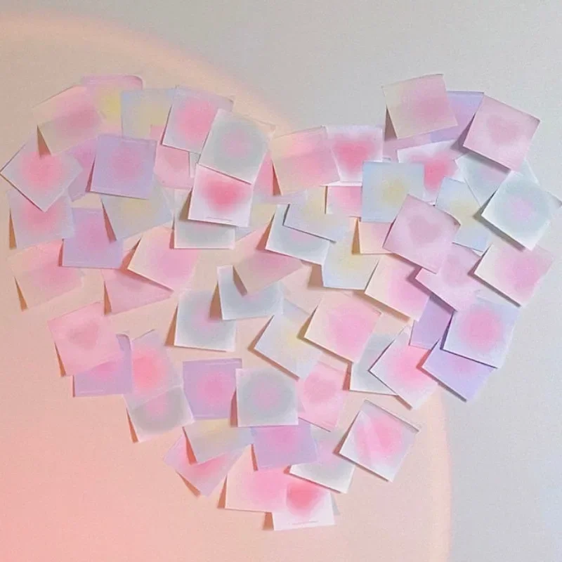 50sheets INS Aesthetic Blush Gradient Memo Pad Mini Portable Student Pocket Notepad Sticky Notes Refrigerator List Note Paper