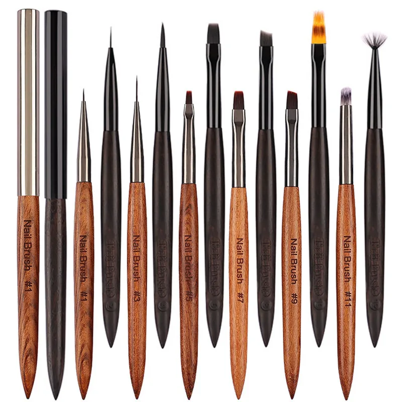 2PCS Nail Drawing Brushes For Manicure Lines Painting Gradient UV GEL Extension Builder Drawing Pen Sandalwood