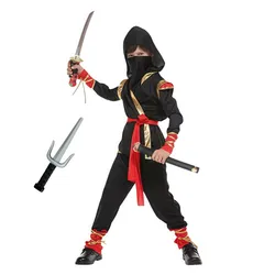 Kids Black Ninja Red Sword Costume Japanese Samurai Masked Ninja Role Playing Suit Halloween Performance Acting Costume