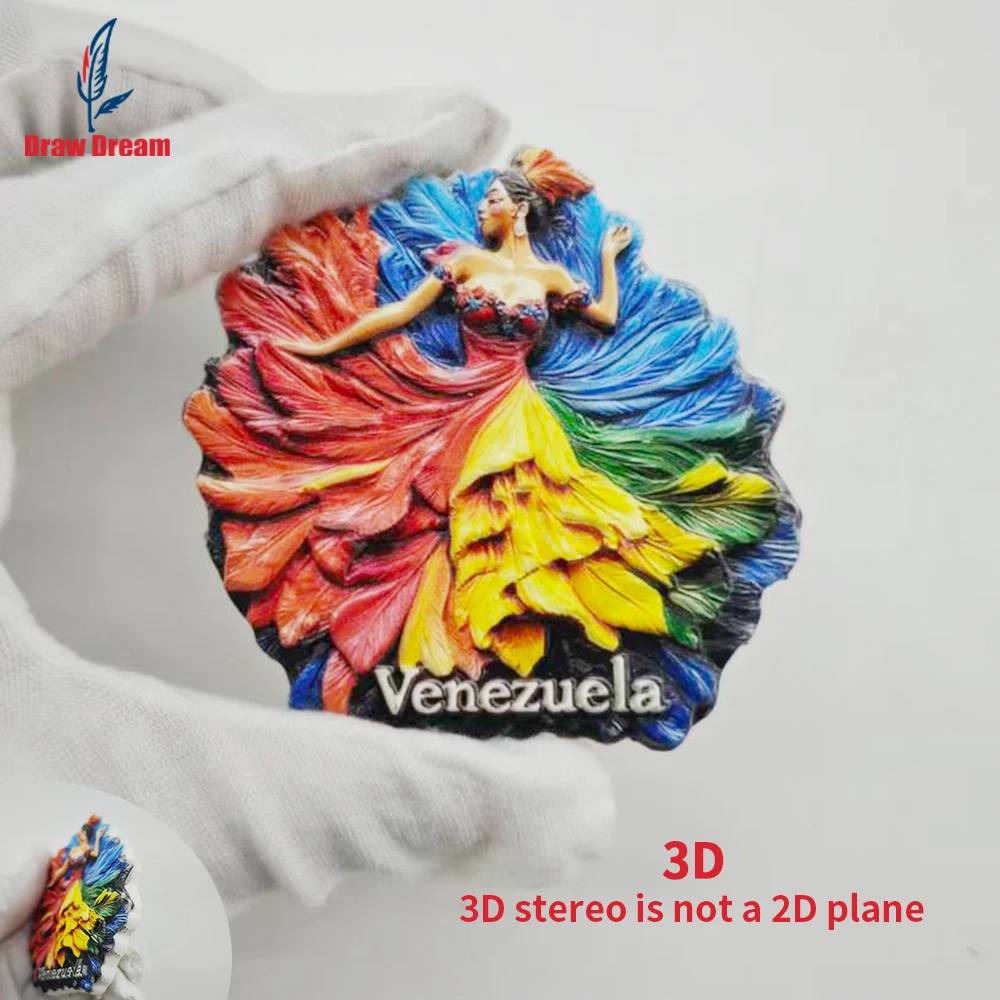 1Pc Venezuela Creative 3D Embossed Refrigerator Magnet World Travel Souvenir Collection Suitable for Home and Office Decoration, Personalized Exclusive Travel Souvenir Magnetic Refrigerator Magnet Home Decoration, Kitchen, Room, Office, Cabinet Crafts Gift, Holiday Souvenir, Exquisite Small Gift
