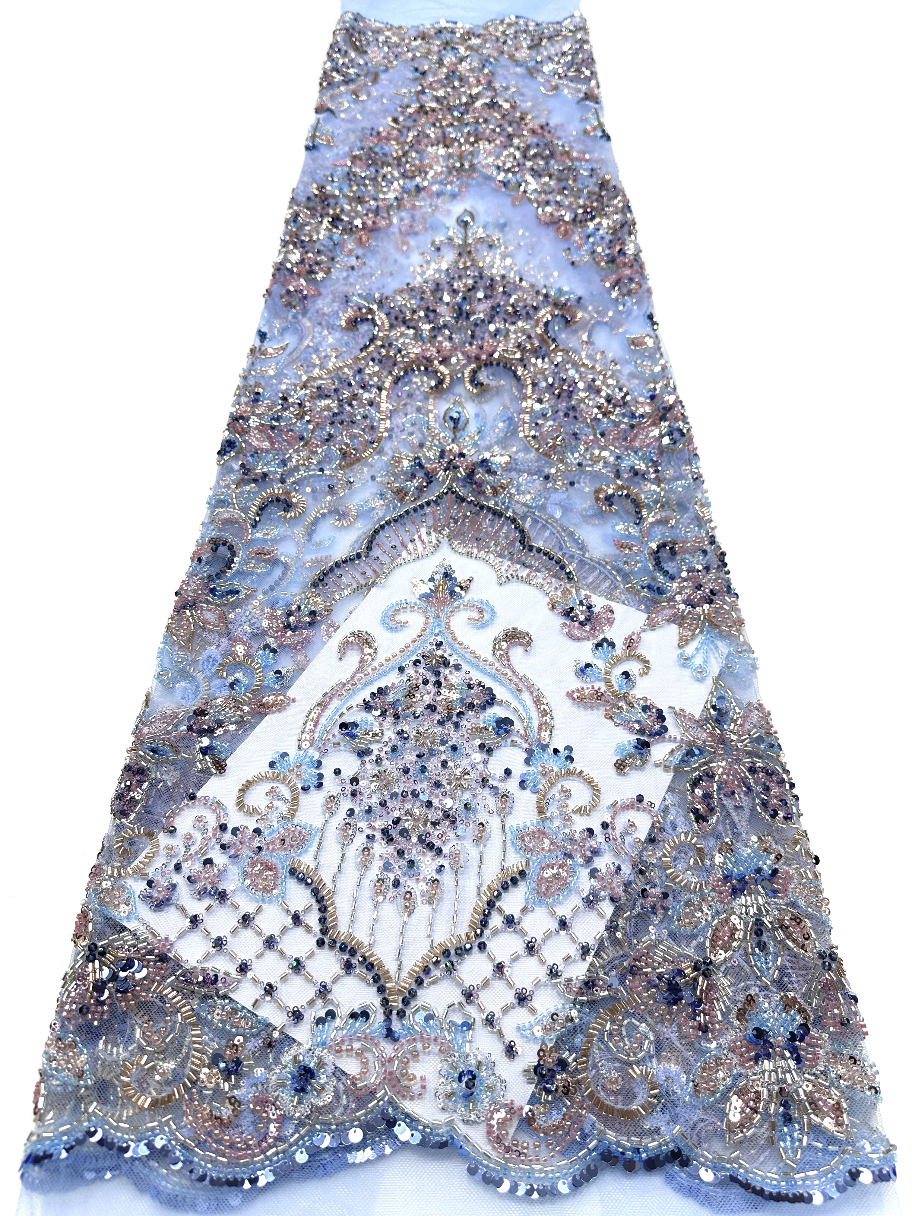 

African Luxury Beaded Sequins Lace Fabric 2026 French Tulle Mesh Embroidery Wedding Sewing Material Latest Design
